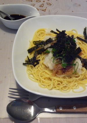 なめ茸おろし　ぶっかけスパゲティ-レシピのメイン写真