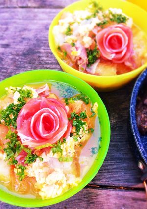 【山ごはん】寒い日に。にんにくのスープ。-レシピのメイン写真