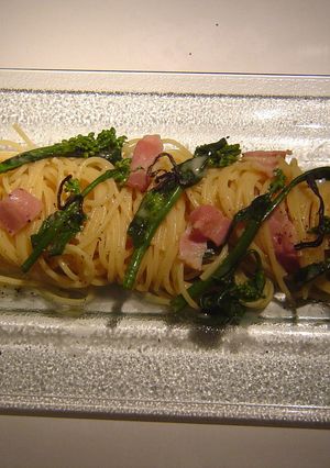 今日のまかない！菜の花とベーコンのパスタ-レシピのメイン写真