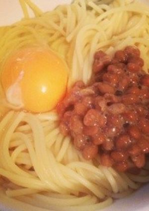 簡単・納豆釜玉パスタ-レシピのメイン写真