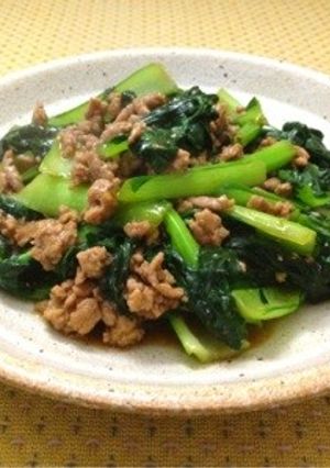 ターツァイ挽肉炒め-レシピのメイン写真