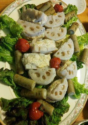 ヘルシーで豪華レンコンの鶏ひき肉はさみ蒸-レシピのメイン写真