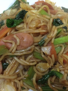 雪中キャベツと寒じめほうれん草の焼きそば-レシピのメイン写真