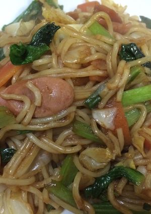 雪中キャベツと寒じめほうれん草の焼きそば-レシピのメイン写真