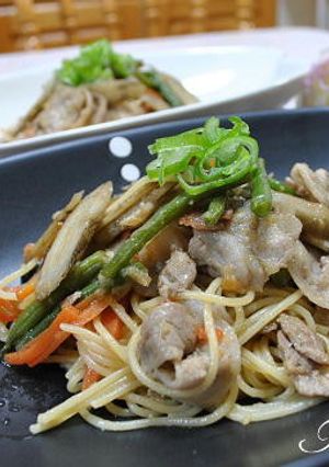 豚肉とごぼうの香味ソースパスタ-レシピのメイン写真