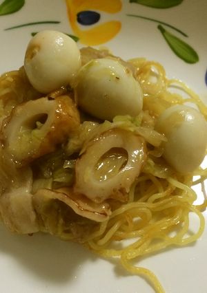 鶉の卵入りあんかけ焼きそば-レシピのメイン写真