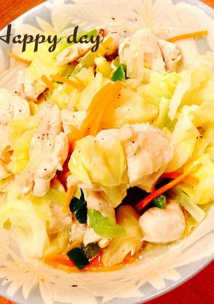 レンジdeチン鶏胸肉と野菜の酒蒸し-レシピのメイン写真