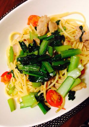 小松菜とチキンの彩りパスタ-レシピのメイン写真