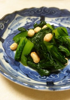 小松菜のお浸し煎り豆和え-レシピのメイン写真
