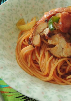 ナポリタン☆残り物の鶏のから揚げ入り-レシピのメイン写真