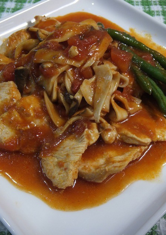 ムネ肉とエリンギのトマト煮-レシピのメイン写真