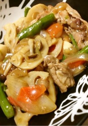 豚エビ蓮根アスパラの中華風こっくりうま煮-レシピのメイン写真
