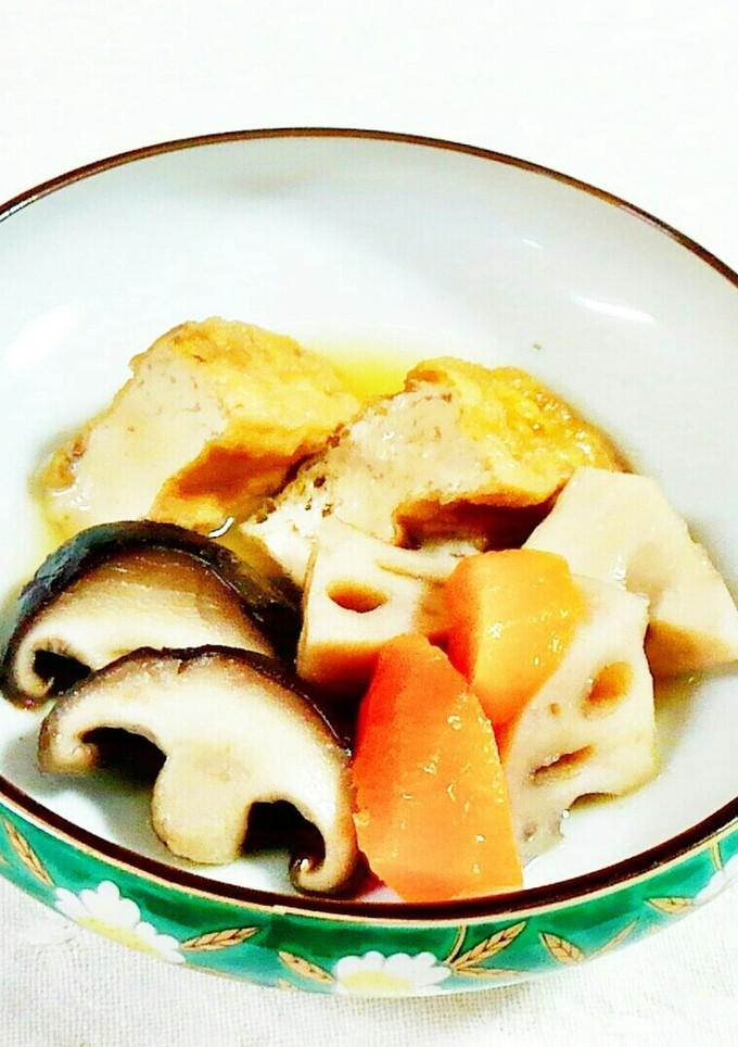 蓮根と厚揚げ・椎茸の煮物♪-レシピのメイン写真