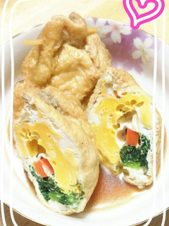 油揚げの巾着煮♡爪楊枝→パスタで代用^^-レシピのメイン写真