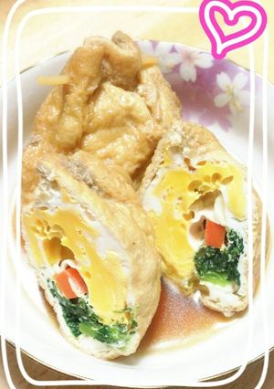 油揚げの巾着煮♡爪楊枝→パスタで代用^^-レシピのメイン写真