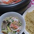 焼きそばで♪かに鍋からの塩ラーメン