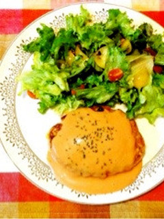 超簡単!混ぜて焼くだけの豆腐ハンバーグ-レシピのメイン写真