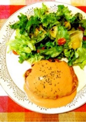 超簡単!混ぜて焼くだけの豆腐ハンバーグ-レシピのメイン写真