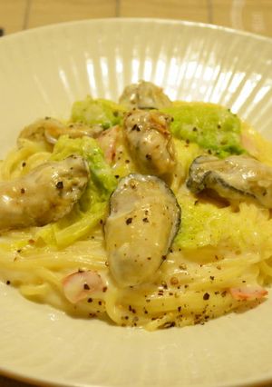 牡蠣と白菜のクリームスパゲティ-レシピのメイン写真