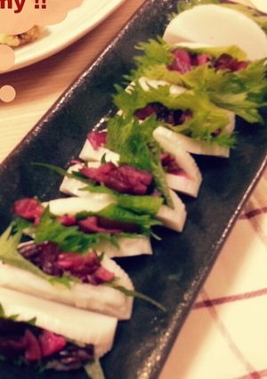 ちょっとしたお酒のあてに☆しば漬けサンド-レシピのメイン写真