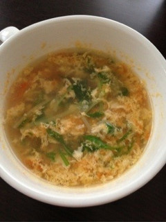 簡単!彩り水菜とにんじんのたまごスープ-レシピのメイン写真
