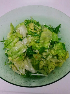 簡単!レタスと水菜の旨サラダ-レシピのメイン写真