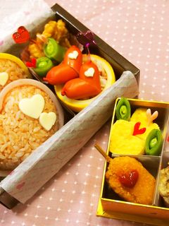 ピリ辛ケチャップごはんでハートのおにぎり-レシピのメイン写真