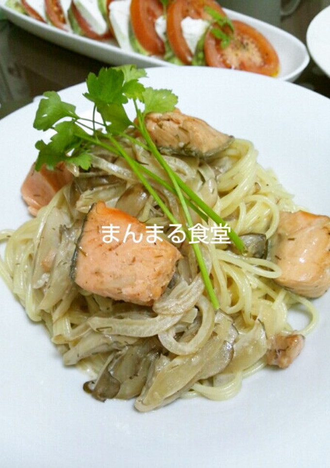 仄かに山葵！鮭と舞茸の和風クリームパスタ-レシピのメイン写真