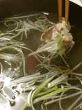 蕎麦つゆで食べる葱豚しゃぶしゃぶ