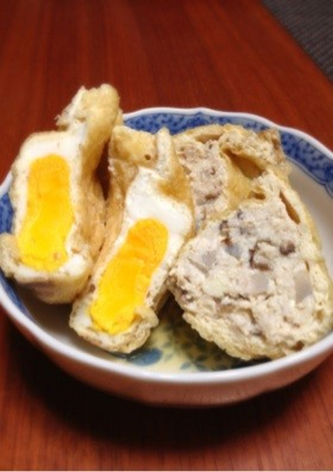 鶏挽肉と蓮根の巾着煮-レシピのメイン写真