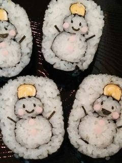 飾り巻き寿司 雪だるま 海苔巻き-レシピのメイン写真