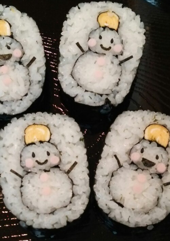 飾り巻き寿司 雪だるま 海苔巻き-レシピのメイン写真