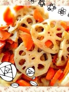 簡単!もっちり蓮根と人参のゴマ入り金平♪-レシピのメイン写真
