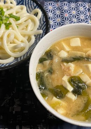 ツナ味噌汁つけうどん-レシピのメイン写真