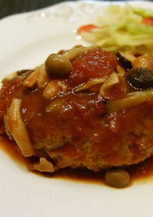 きのこ煮込みハンバーグ：トマトバージョン-レシピのメイン写真