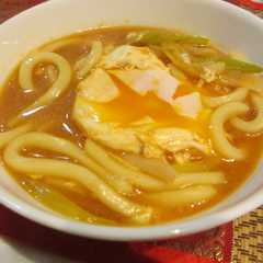 A picture of 半熟卵のチゲスープ＊うどん入り.