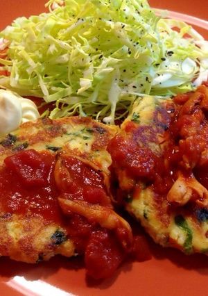 肉なし！緑黄色野菜の豆腐ハンバーグ♪-レシピのメイン写真