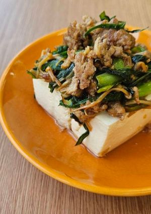 包丁いらず！ニラ豚のっけ豆腐-レシピのメイン写真