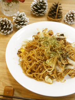 夜食グルメ★炒り卵ぶっかけソース焼きそば-レシピのメイン写真