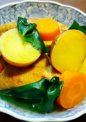 がんもどき、じゃがいも、オカワカメの煮物-レシピのメイン写真