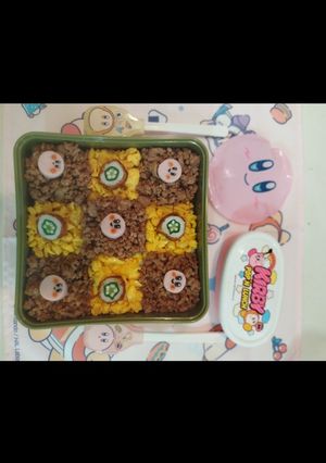 カービィ2色そぼろのキャラ弁-レシピのメイン写真