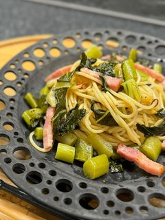 野沢菜とベーコンの和風パスタ-レシピのメイン写真