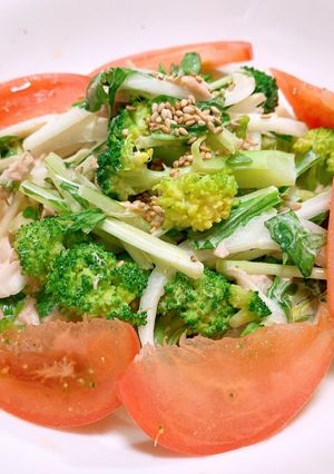 簡単！ブロッコリーと水菜のツナサラ♪-レシピのメイン写真