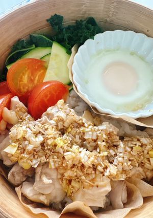 焼肉の生だれで作る蒸篭カオマンガイ-レシピのメイン写真