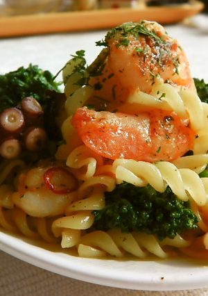 サラダクルルで*簡単魚介ペペロンチーニ*-レシピのメイン写真