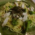 笹かまと菜花の梅✿焼きそば