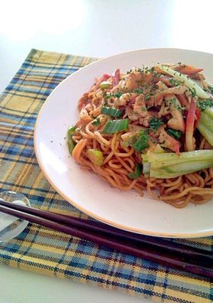 ホッキと軟白ネギのバター風味 焼きそば-レシピのメイン写真