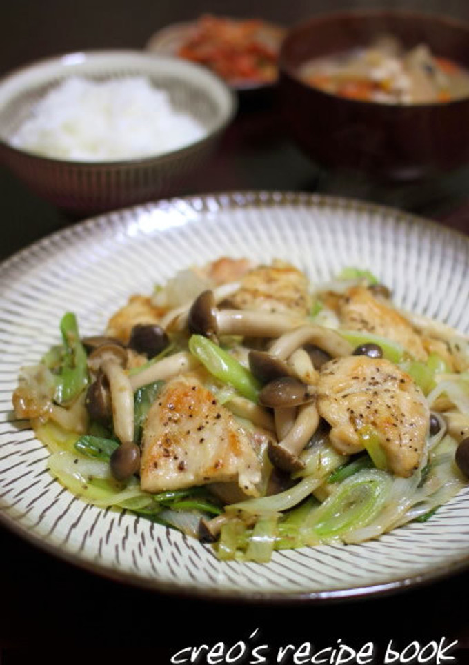 鶏肉とネギ、しめじのさっぱり炒め-レシピのメイン写真