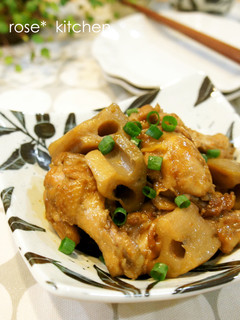 鶏手羽元とれんこんの煮物-レシピのメイン写真
