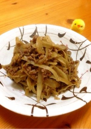 ゴボウと合挽きミンチの甘辛煮♪-レシピのメイン写真